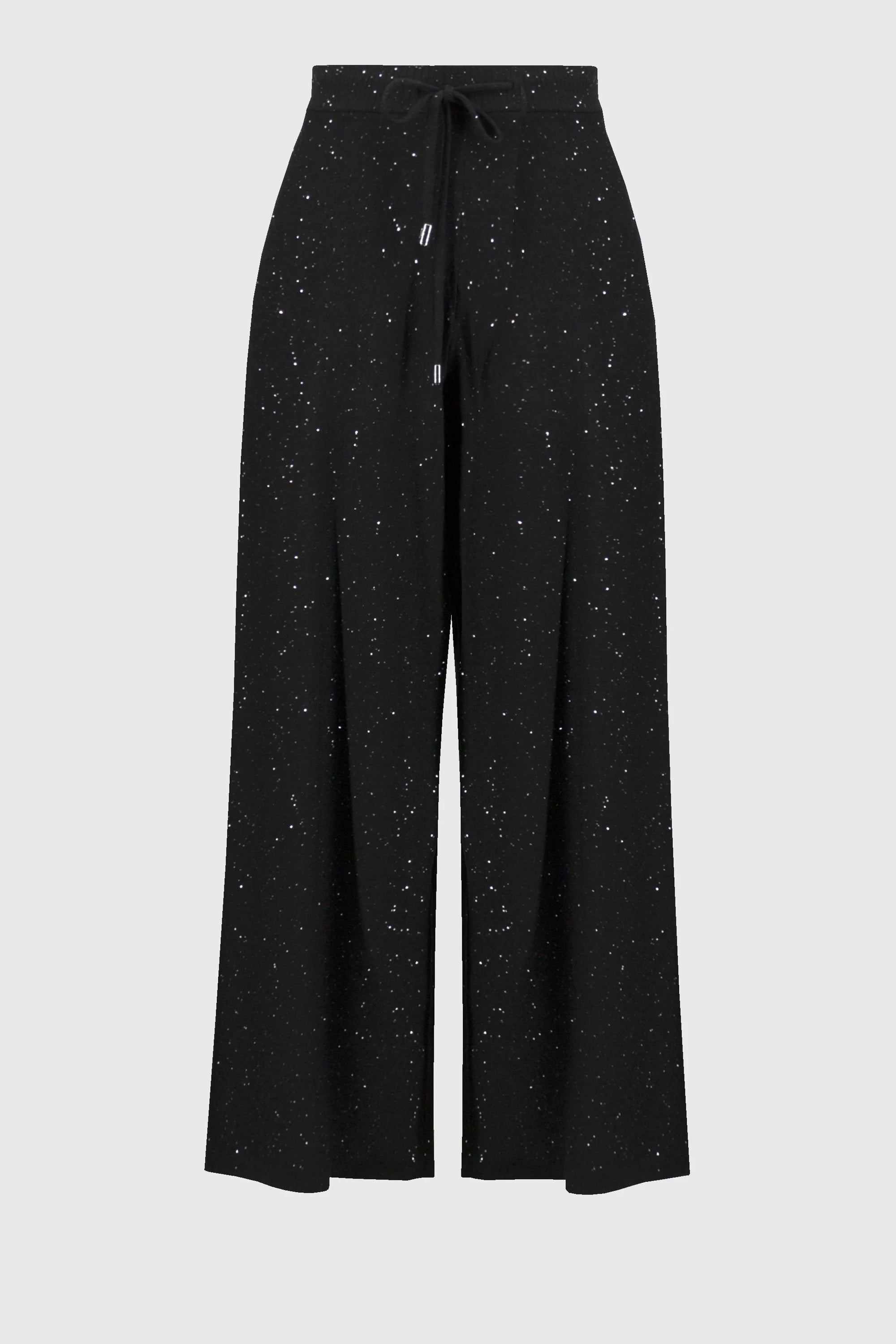 Sequined Sweater Knit Culotte Pants by Joseph Ribkoff, highlighting the viscose blend texture, shimmering sequins, culotte silhouette, and elastic waistband.