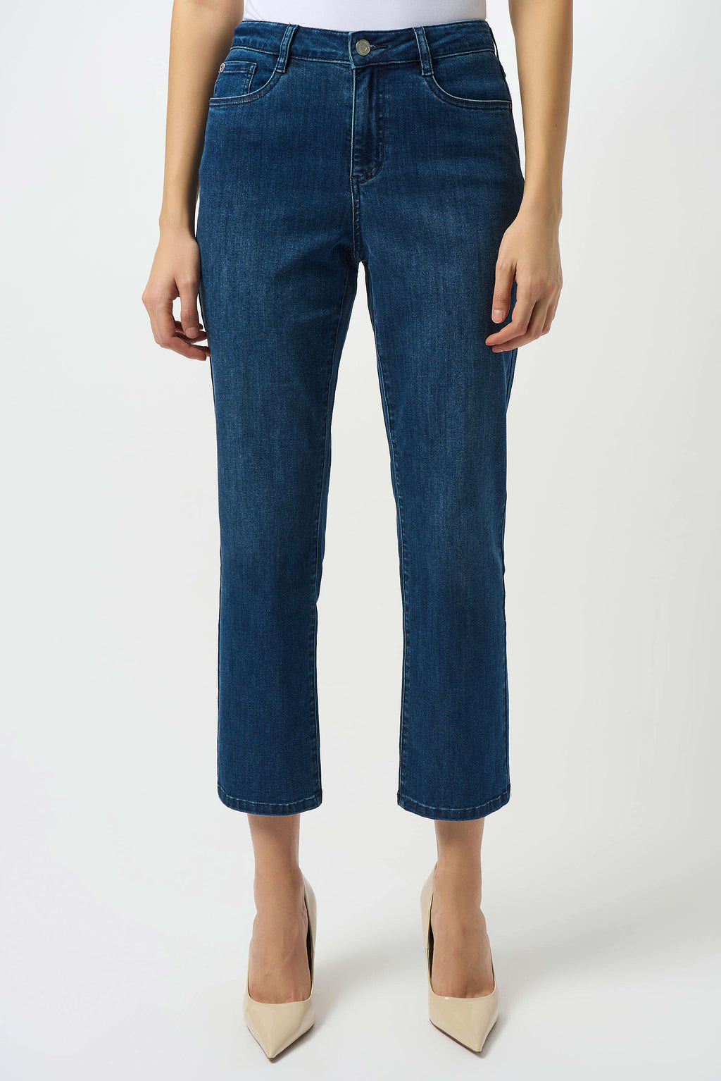 High-quality images showcasing the Margot Classic Straight Leg Stretch Jeans by Joseph Ribkoff from multiple angles. Highlighting the classic straight-leg silhouette, stretch denim fabric, and available color options including Black, Dark Denim Blue, Denim Medium Blue, Moonstone, and Light Blue Denim. Perfect for visualizing fit, texture, and style details.