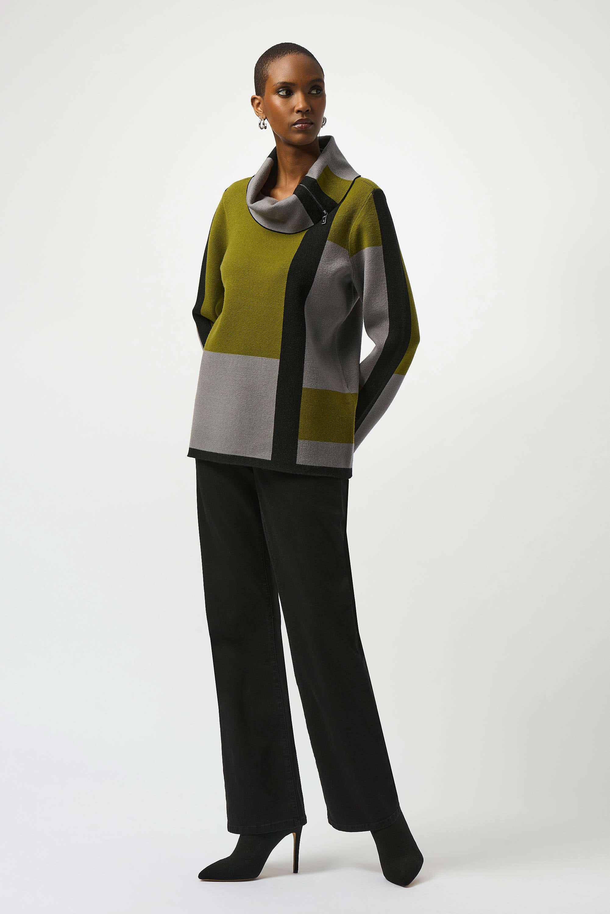 Jacquard Sweater Colour Block Pullover