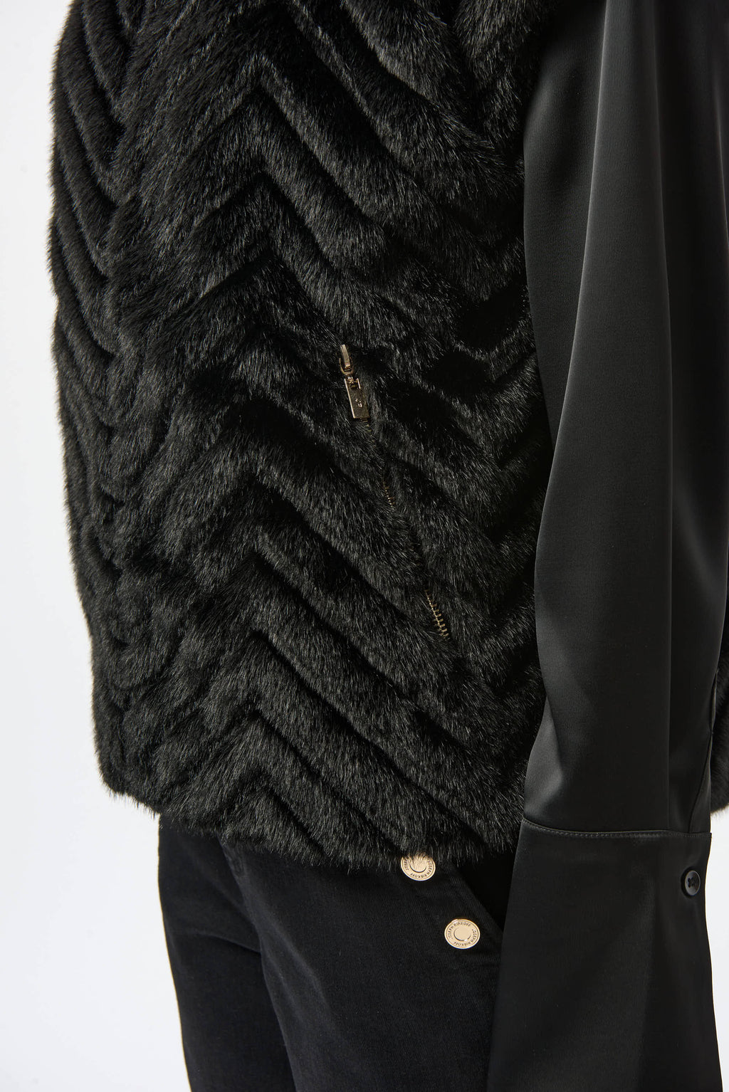 Sweater Knit Boxy Pullover with Zipped Collar by Joseph Ribkoff, showcasing its relaxed boxy fit, functional zip-up collar, and long sleeves. The images highlight the soft knit fabric texture and the pullover’s availability in four stylish colors: Black, Winter White, Avocado, and Medallion. Photos capture front, back, and close-up details to illustrate design and quality.