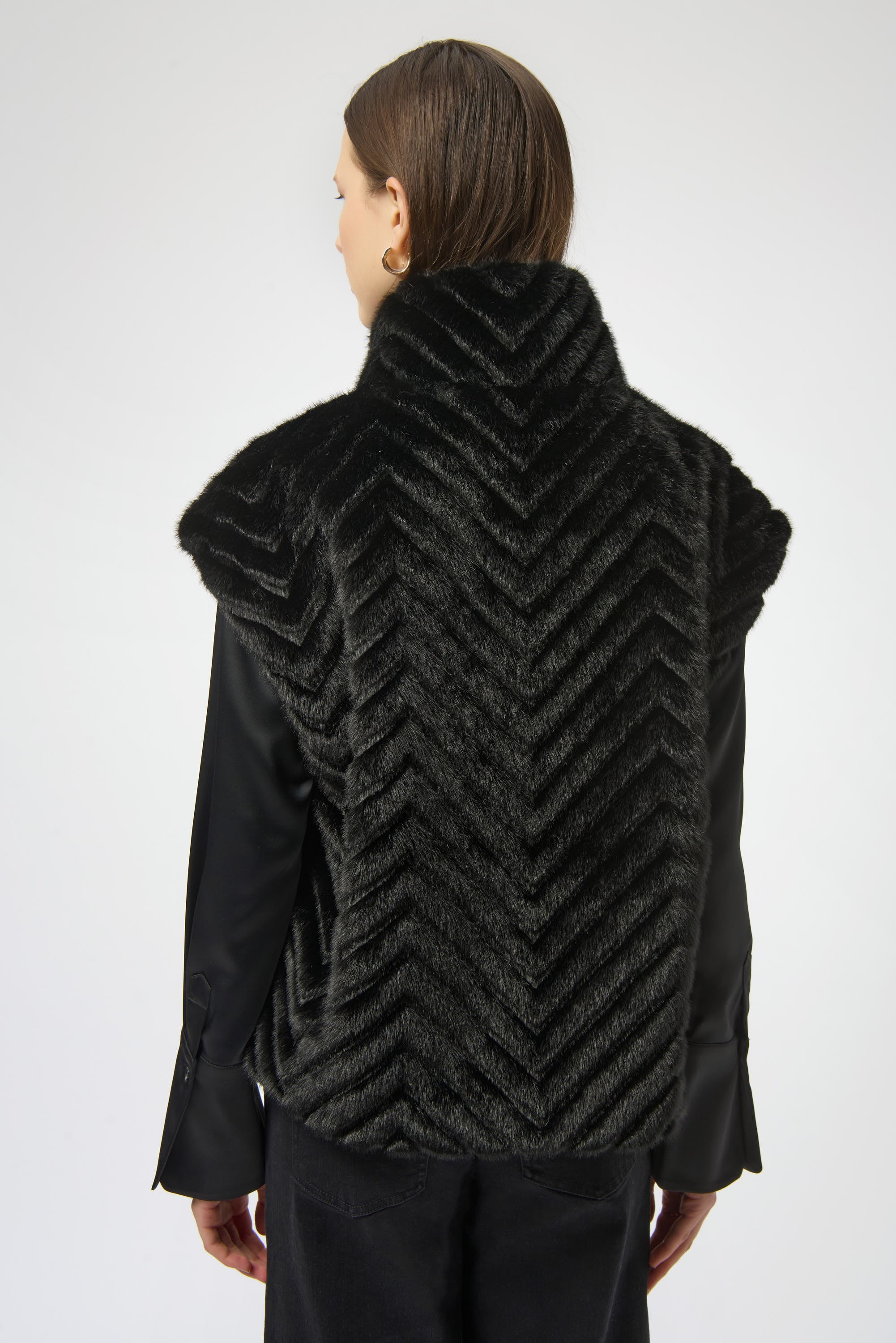 Sweater Knit Boxy Pullover with Zipped Collar by Joseph Ribkoff, showcasing its relaxed boxy fit, functional zip-up collar, and long sleeves. The images highlight the soft knit fabric texture and the pullover’s availability in four stylish colors: Black, Winter White, Avocado, and Medallion. Photos capture front, back, and close-up details to illustrate design and quality.